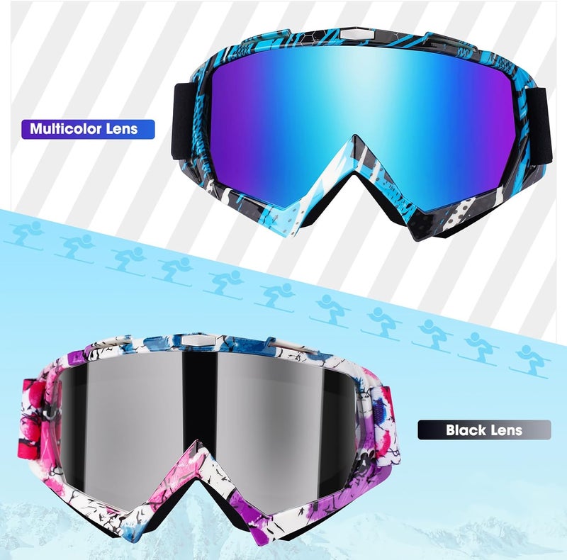 Braylin Adult Ski Goggles, 2-Pack Snowboard Goggles for Youth, Teens, Men & Women, Wide View Snowmobile Goggles - Image 2